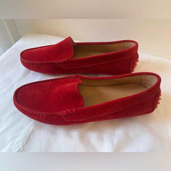 M. Gemi Red Suede Driving Loafers - Picture 2 of 9